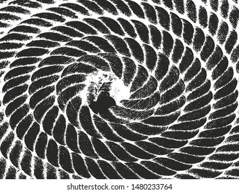 Distressed overlay texture of twisted rope. grunge background. abstract halftone vector illustration