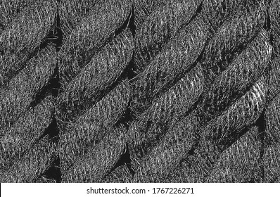 Distressed overlay texture of twisted rope. grunge background. abstract halftone vector illustration