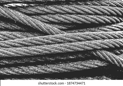 Distressed overlay texture of twisted rope. grunge background. abstract halftone vector illustration
