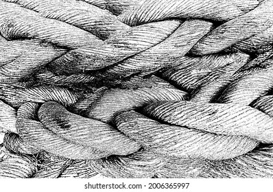 Distressed overlay texture of twisted rope. grunge background. abstract halftone vector illustration