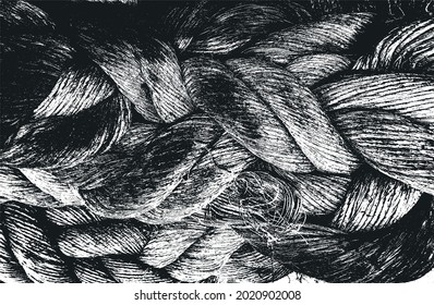 Distressed overlay texture of twisted rope. grunge background. abstract halftone vector illustration