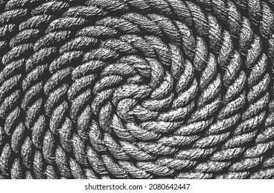 Distressed overlay texture of twisted rope. grunge background. abstract halftone vector illustration
