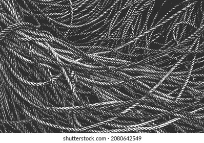 Distressed overlay texture of twisted rope. grunge background. abstract halftone vector illustration