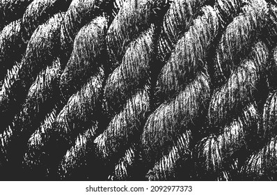Textura superpuesta angustiada de cuerda torcida. fondo grueso. ilustración abstracta de vector de medio tono