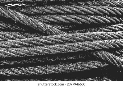 Distressed overlay texture of twisted rope. grunge background. abstract halftone vector illustration