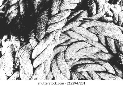 Distressed overlay texture of twisted rope. grunge background. abstract halftone vector illustration