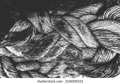 Distressed overlay texture of twisted rope. grunge background. abstract halftone vector illustration