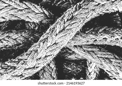 Distressed overlay texture of twisted rope. grunge background. abstract halftone vector illustration
