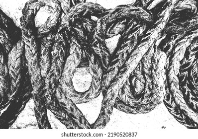 Distressed overlay texture of twisted rope. grunge background. abstract halftone vector illustration