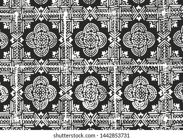 Distressed overlay texture of wall tile, mosaic grunge background. abstract halftone vector illustration.