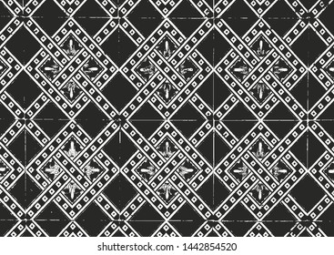Distressed overlay texture of wall tile, mosaic grunge background. abstract halftone vector illustration.