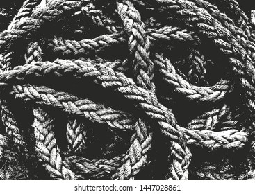 Distressed overlay texture of weaving fabric, rope. grunge background. abstract halftone vector illustration