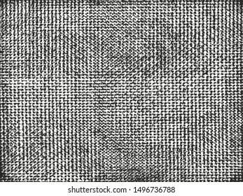 Distressed overlay texture of weaving fabric. grunge background. abstract halftone vector illustration