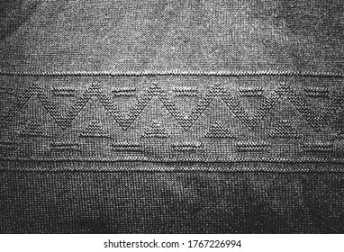 Distressed overlay texture of weaving fabric, ornamental knitted sweater, plait, jersey, pullover. grunge background. abstract halftone vector illustration