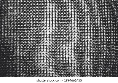 Distressed overlay texture of weaving fabric, ornamental knitted sweater, plait, jersey, pullover. grunge background. abstract halftone vector illustration