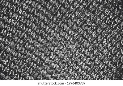 Distressed overlay texture of weaving fabric, ornamental knitted sweater, plait, jersey, pullover. grunge background. abstract halftone vector illustration