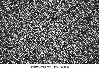 Distressed overlay texture of weaving fabric, ornamental knitted sweater, plait, jersey, pullover. grunge background. abstract halftone vector illustration