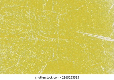 Distressed overlay texture of yellow, beige cracked concrete, stone or asphalt. grunge background. abstract halftone vector illustration