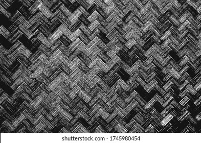 Distressed overlay wicker vine texture. grunge black and white background. abstract halftone vector illustration