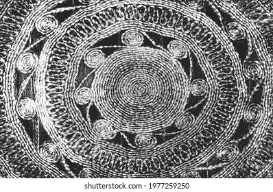 Distressed overlay wicker vine texture. grunge black and white background. abstract halftone vector illustration