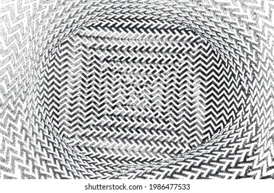 Distressed overlay wicker vine texture. grunge black and white background. abstract halftone vector illustration