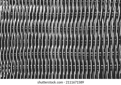 Distressed overlay wicker vine texture. grunge black and white background. abstract halftone vector illustration