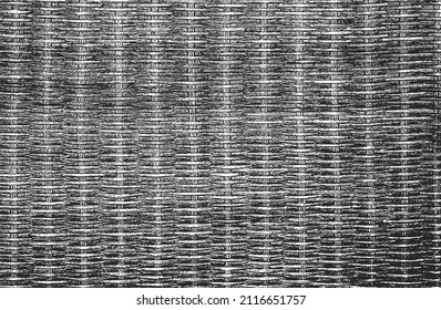 Distressed overlay wicker vine texture. grunge black and white background. abstract halftone vector illustration