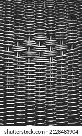 Textura de vid de mimbre superpuesta con problemas. fondo negro y blanco grueso. ilustración abstracta de vector de medio tono