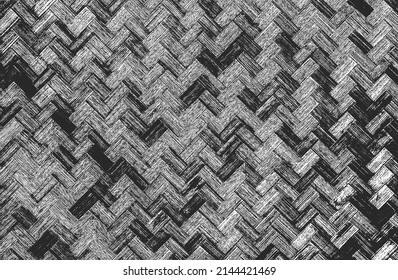 Textura de vid de mimbre superpuesta con problemas. fondo negro y blanco grueso. ilustración abstracta de vector de medio tono