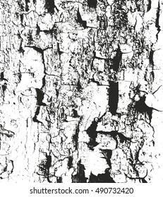 Distressed overlay wooden bark texture, grunge vector background.