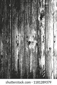 Distressed overlay wooden texture, grunge vector background.