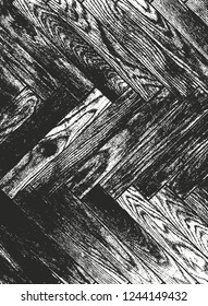 Distressed overlay wooden texture, grunge vector background.