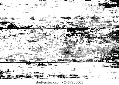 Distressed overlay wooden texture, grunge vector background. Black and white grunge texture. 