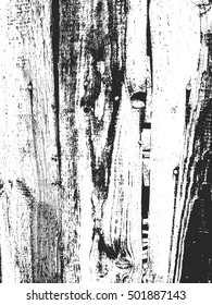 Distressed overlay wooden texture, grunge vector background.