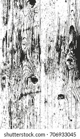 Distressed overlay wooden texture, grunge vector background.