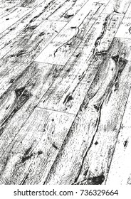 Distressed overlay wooden texture, grunge vector background.