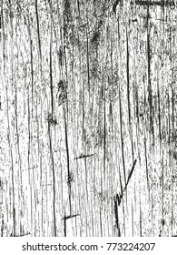 Distressed overlay wooden texture, grunge vector background.