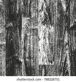 Distressed overlay wooden texture, grunge vector background.