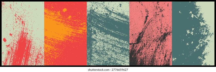 Distressed paint stripe vector texture pack.Modern grunge paint vintage texture collection.urban street grunge vector textures with bold paint drips.