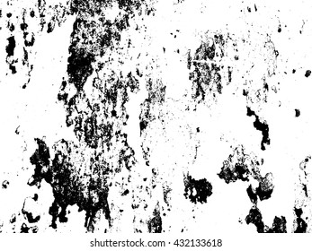 Distressed paint vector texture overlay. Abstract black and white dirty wall grunge background