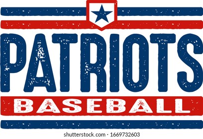 distressed patriots baseball team design with star inside home plate for school, college or league