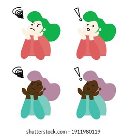 distressed person inspiring person troubled thinking thinking idea colorful cute flat woman woman