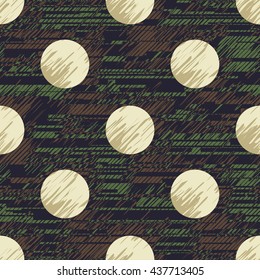 Distressed polka dots camouflage pattern seamless vector background tile
