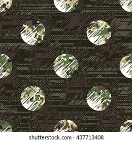 Distressed polka dots camouflage pattern seamless vector background tile