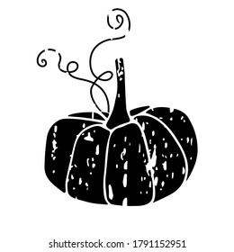 Distressed Pumpkin Silhouette. Black Grunge file. Fall, Halloween, Thanksgiving, Autumn Pumpkin decor. For card, t-shirt design, poster, invitation, banner. Flat design style. Vegetable organic
