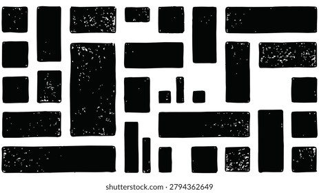 Distressed rectangle texture collection with grunge blocks abstract shapes and rough print effects for modern backgrounds branding posters and graphic design resources