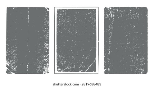 Distressed rectangular shapes with scratched surfaces on transparent backdrop