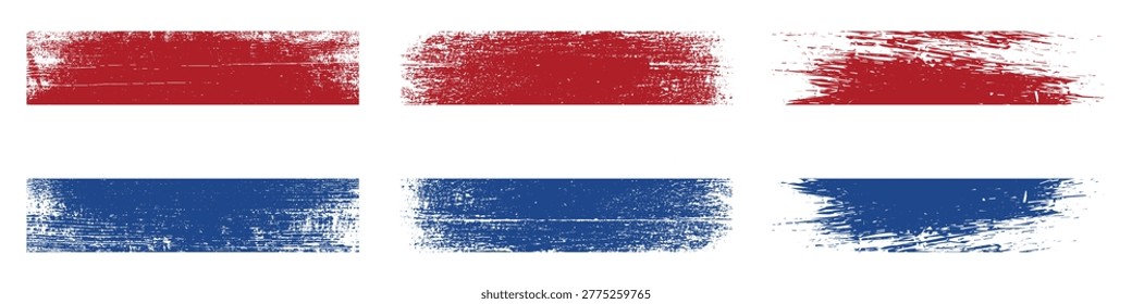 Distressed Red and Blue Horizontal Brush Stroke Stripes