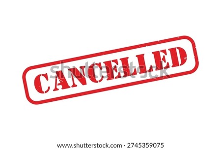 Distressed Red Canceled Rubber Stamp Impression with Rectangular Border on White Background