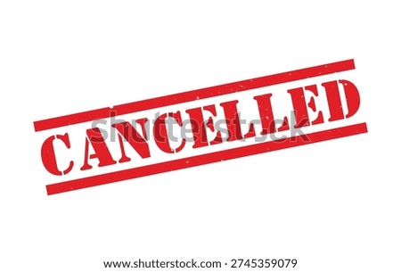 Distressed Red Canceled Rubber Stamp Impression with Rectangular Border on White Background